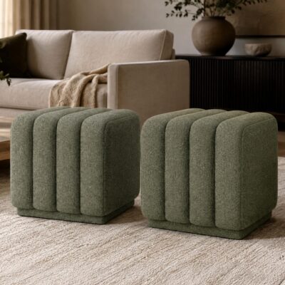 Alternative view of Pollo Square Ottoman in Moss