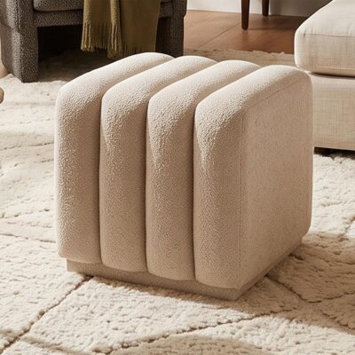 Alternative view of Pollo Square Ottoman in Oat