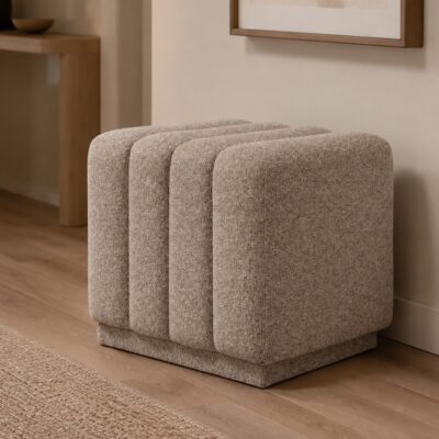 Alternative view of Pollo Square Ottoman in Stone