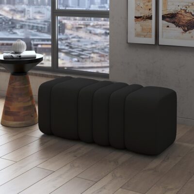 Alternative view of Rigel Large Ottoman Bench in Black Boucle