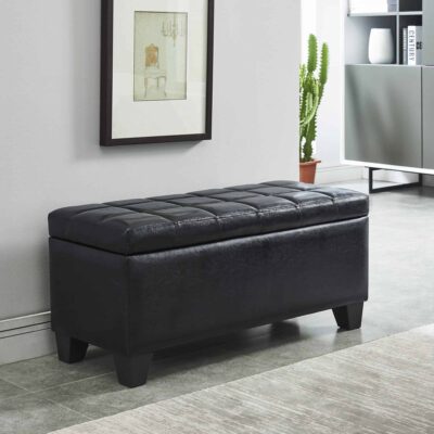 Alternative view of Winston Rectangular Storage Ottoman in Black