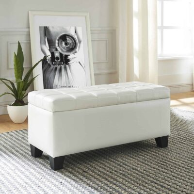 Alternative view of Winston Rectangular Storage Ottoman in White