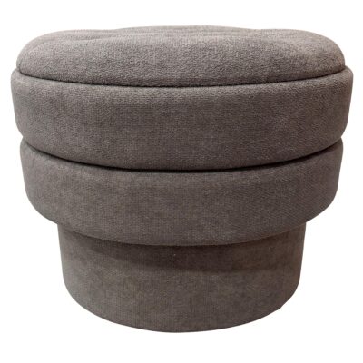 Kepler Round Storage Ottoman in Warm Charcoal