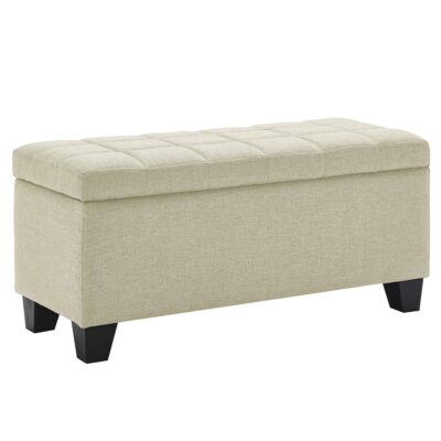 Lila Rectangular Storage Ottoman in Beige