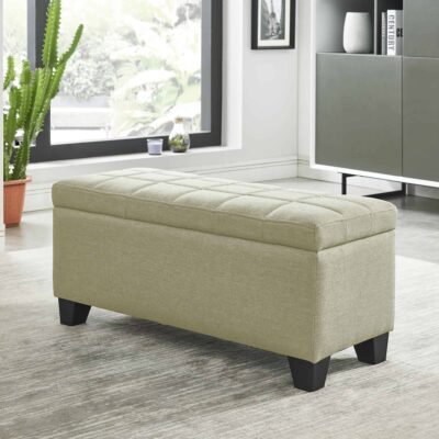 Alternative view of Lila Rectangular Storage Ottoman in Beige