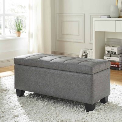 Alternative view of Lila Rectangular Storage Ottoman in Grey