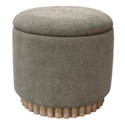 Alternative view of Sadie Round Storage Ottoman in Moss and Natural