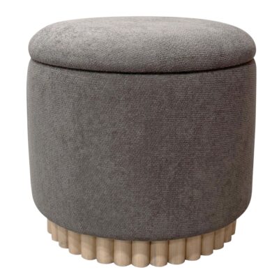 Sadie Round Storage Ottoman in Warm Charcoal and Natural