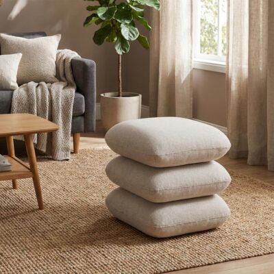 Alternative view of Rylee Square Ottoman in Beige