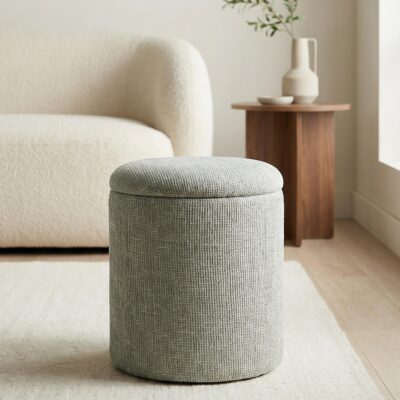 Twyla Round Storage Ottoman in Sage