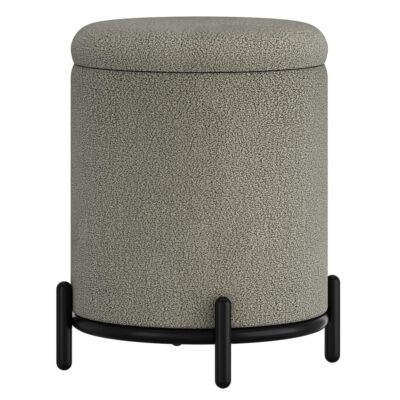 Castor Storage Ottoman in Warm Grey Boucle