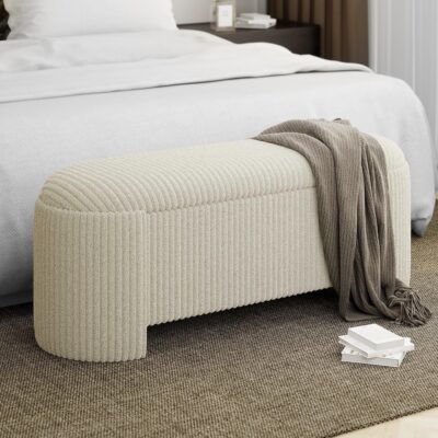 Alternative view of Cybil Storage Ottoman in Ivory