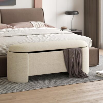 Alternative view of Daphne Storage Ottoman in Beige