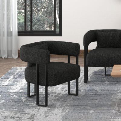 Alternative view of Scarlet Accent Chair in Charcoal Boucle and Black