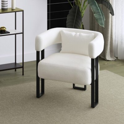 Alternative view of Scarlet Accent Chair in Ivory Boucle and Black