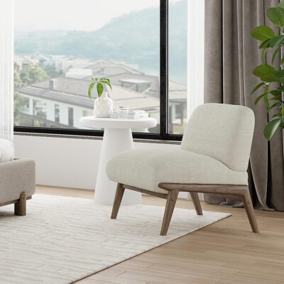 Alternative view of Lisson Accent Chair in Beige and Walnut