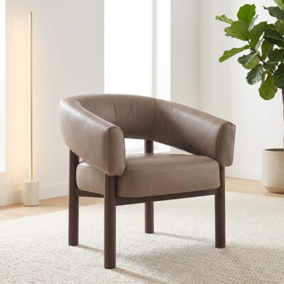 Alternative view of Allegra Accent Chair in Dark Taupe and Walnut