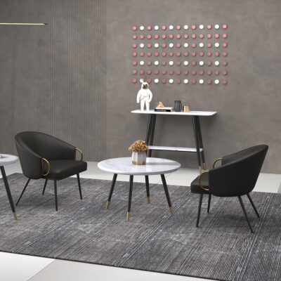 Alternative view of Zita Accent Chair in Vintage Charcoal Faux Leather and Black and Aged Gold