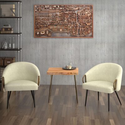 Alternative view of Zita Accent Chair in Vintage Ivory Faux Leather and Black and Aged Gold