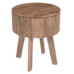 Balark Round 1 Drawer Accent Table in Natural