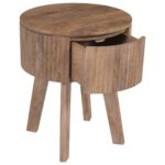 Balark Round 1 Drawer Accent Table in Natural - Image 3