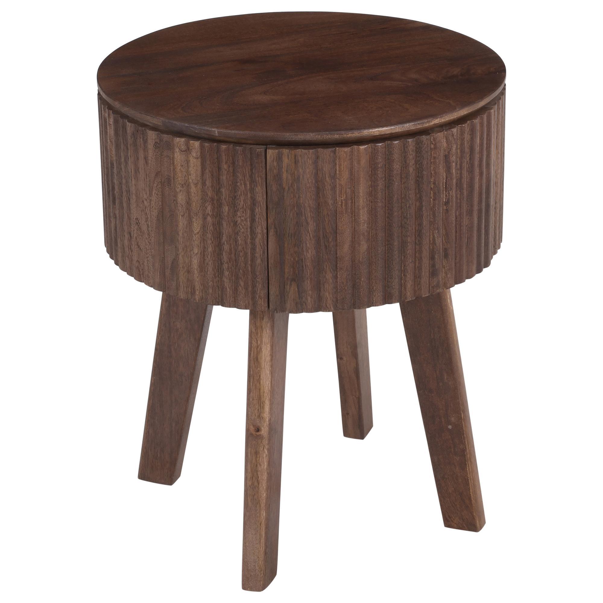 Balark Round 1 Drawer Accent Table in Walnut