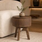 Balark Round 1 Drawer Accent Table in Walnut - Image 2