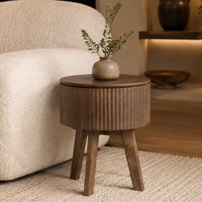 Alternative view of Balark Round 1 Drawer Accent Table in Walnut