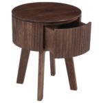 Balark Round 1 Drawer Accent Table in Walnut - Image 3
