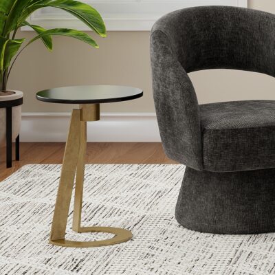 Alternative view of Devas Accent Table in Black Marble and Brass