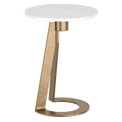 Devas Accent Table in White Marble and Brass