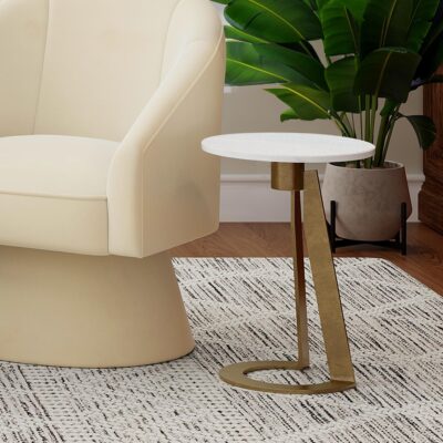 Alternative view of Devas Accent Table in White Marble and Brass