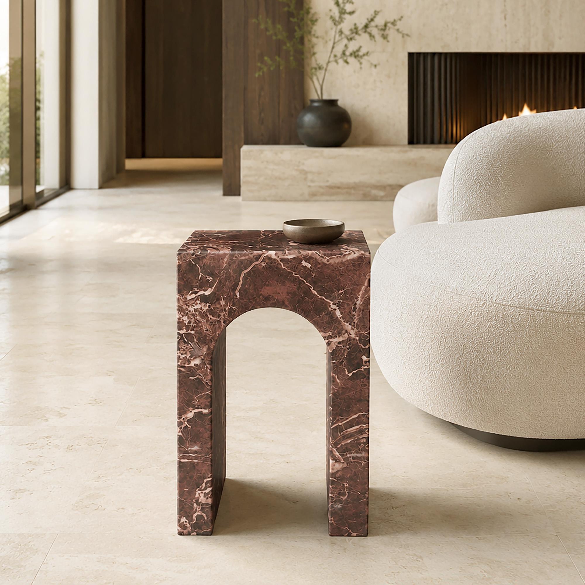 Atticus Square Accent Table in Red Levanto - Image 2