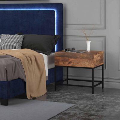 Alternative view of Ojas Accent Table in Natural Burnt and Black