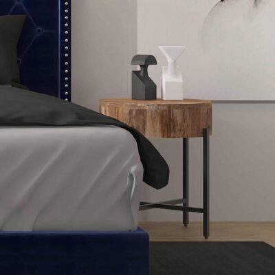 Alternative view of Blox Round Accent Table in Natural and Black