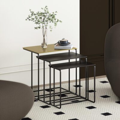 Alternative view of Bristol 3pc Accent Table Set in Antique Gold and Black