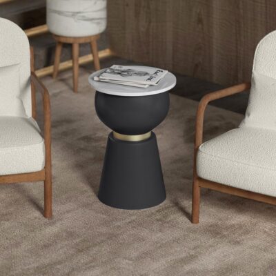 Alternative view of Alora Accent Table in Black and White and Brushed Gold