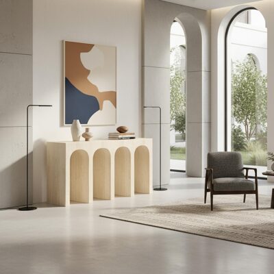 Alternative view of Atticus Contract Grade Grand Console Table in Travertine