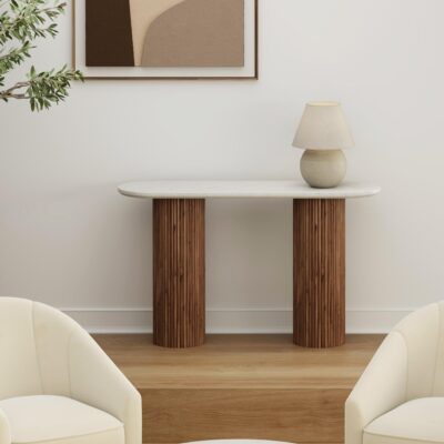 Alternative view of Jilsa Console Table in Walnut & White