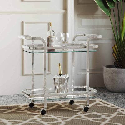 Alternative view of Zedd 2-tier Bar Cart in Chrome