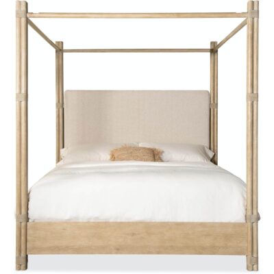 Alternative view of Retreat Pole Rattan Cal King Upholstered Poster Bed w/Canopy