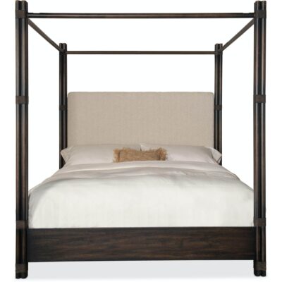 Alternative view of Retreat Pole Rattan Cal King Upholstered Poster Bed w/Canopy
