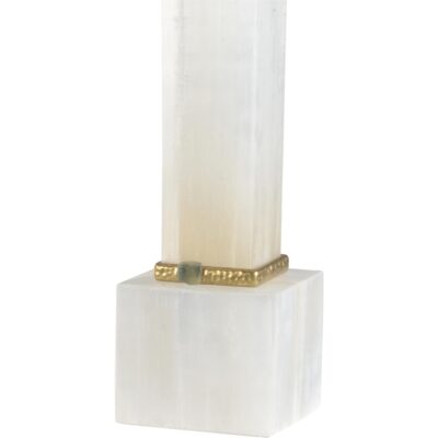 Alternative view of ALABASTER COLUMN LAMP WITH GOLD/STONE RINGS