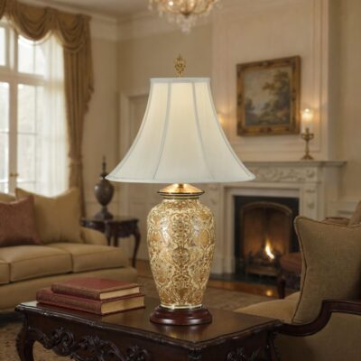 Alternative view of Gold Damask Lamp