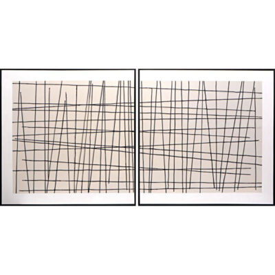 Crosshatch (Set Of 2) - 48" X 48" - Black Floater Frame