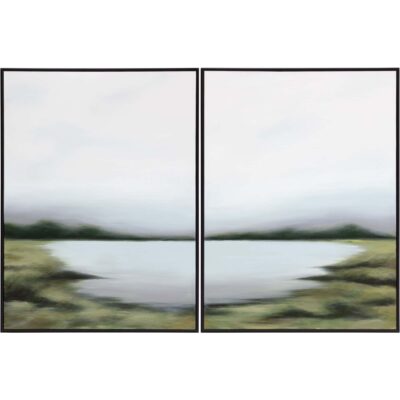 Lakeside Views (Set Of 2) - 36" X 48" - Black Floater Frame