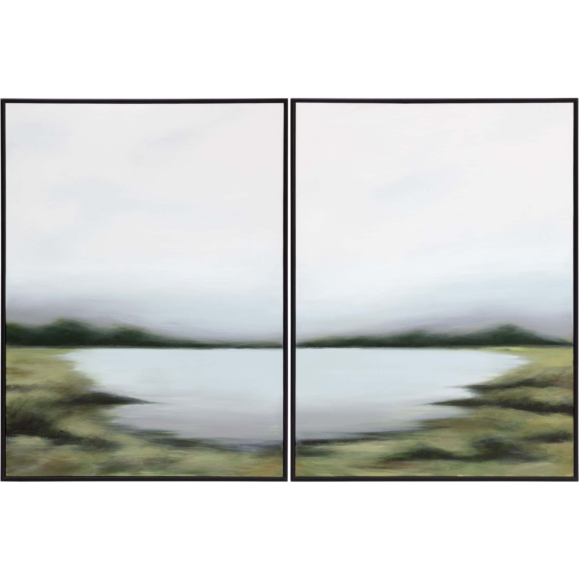Lakeside Views (Set Of 2) - 36" X 48" - Black Floater Frame