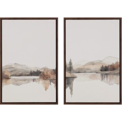 Alternative view of Silent Lake I - 20" X 30" - Brown Floater Frame