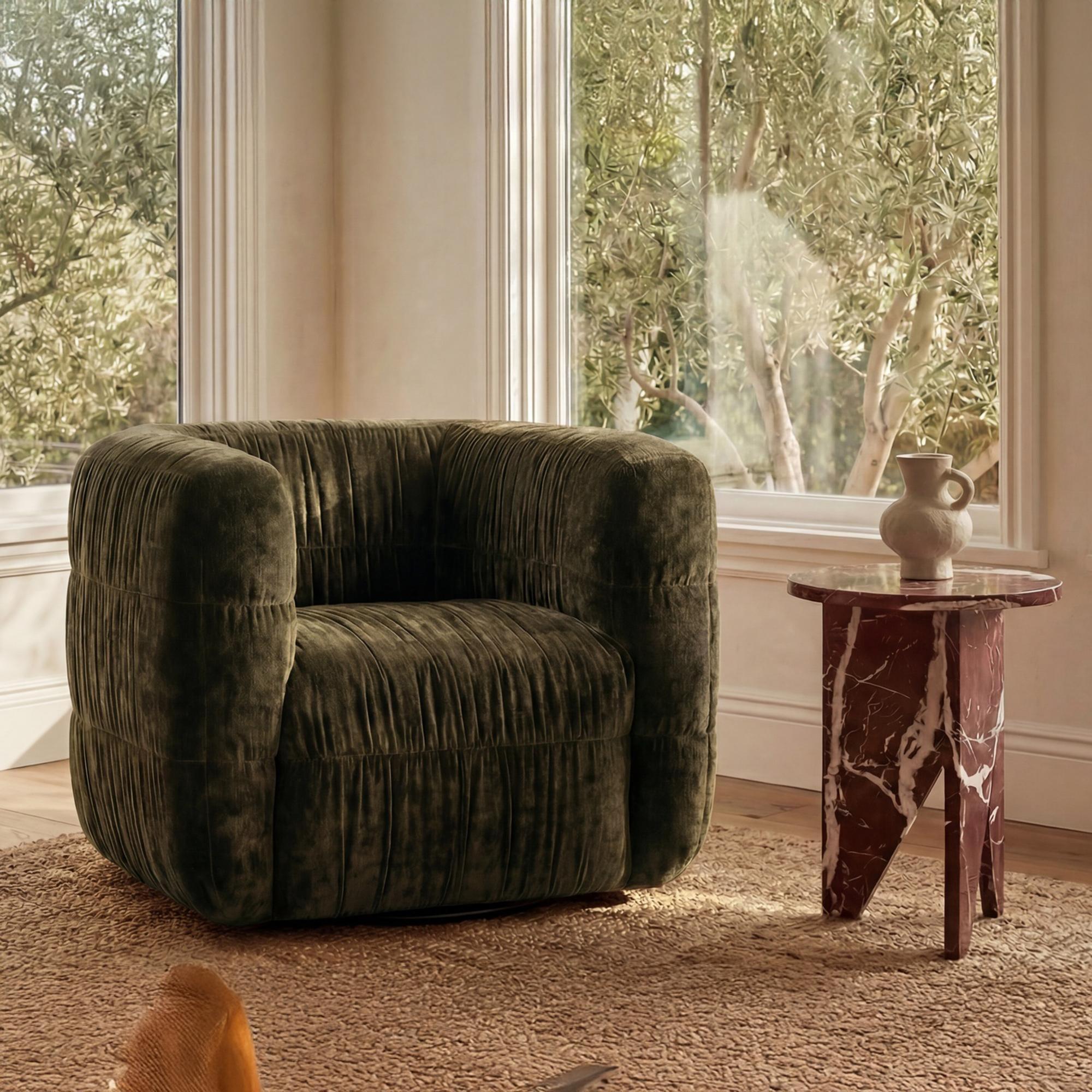 Robson Swivel Chair Dark Green - Image 2