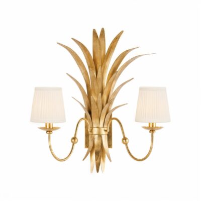 Wheat Sconce - Gold Electrified w/ Shades